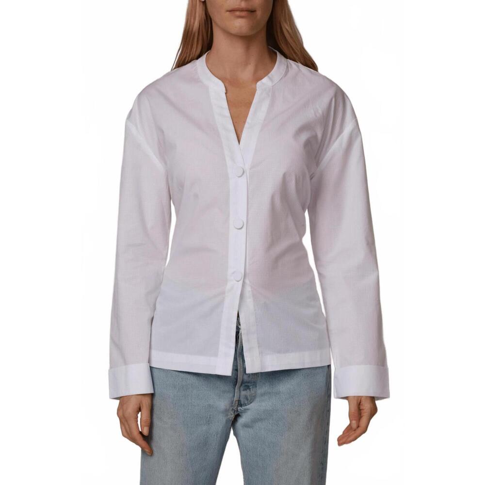 NEW CISSA bow back shirt in white dobby